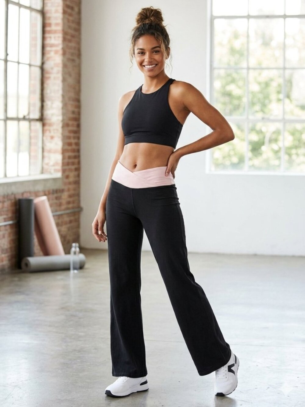 VTG Y2K Victoria's Secret PINK Foldover Flare Yoga Pants Black XS